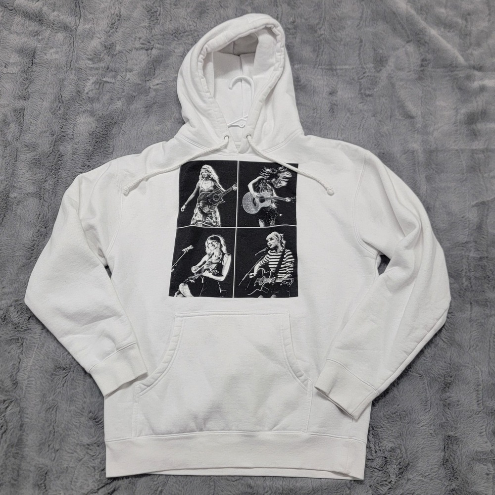Taylor Swift Hoodie Mens Medium White The Eras Tour 2023 Graphic Fleece Pullover